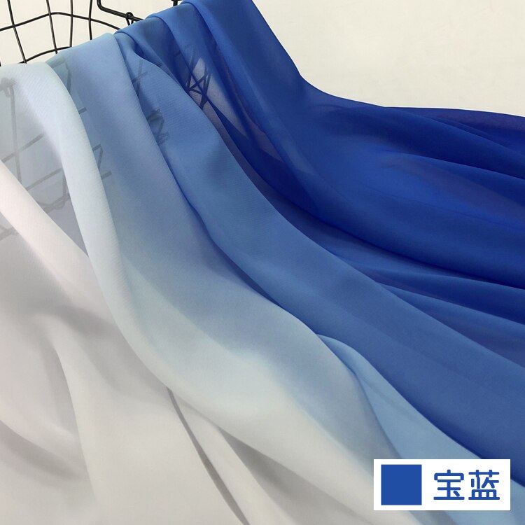 Tela de chifón suave para vestido de actuación en escenario, falda fina de 59 pulgadas de ancho, Material de bufanda Hanfu: Sapphire Blue