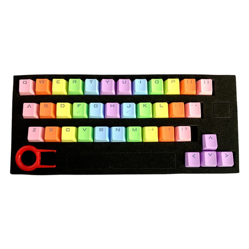 37 Keys PBT Keycaps Double-Shot Backlit Keycaps Set for Cross Shaft Keyboard(Rainbow Gradient)