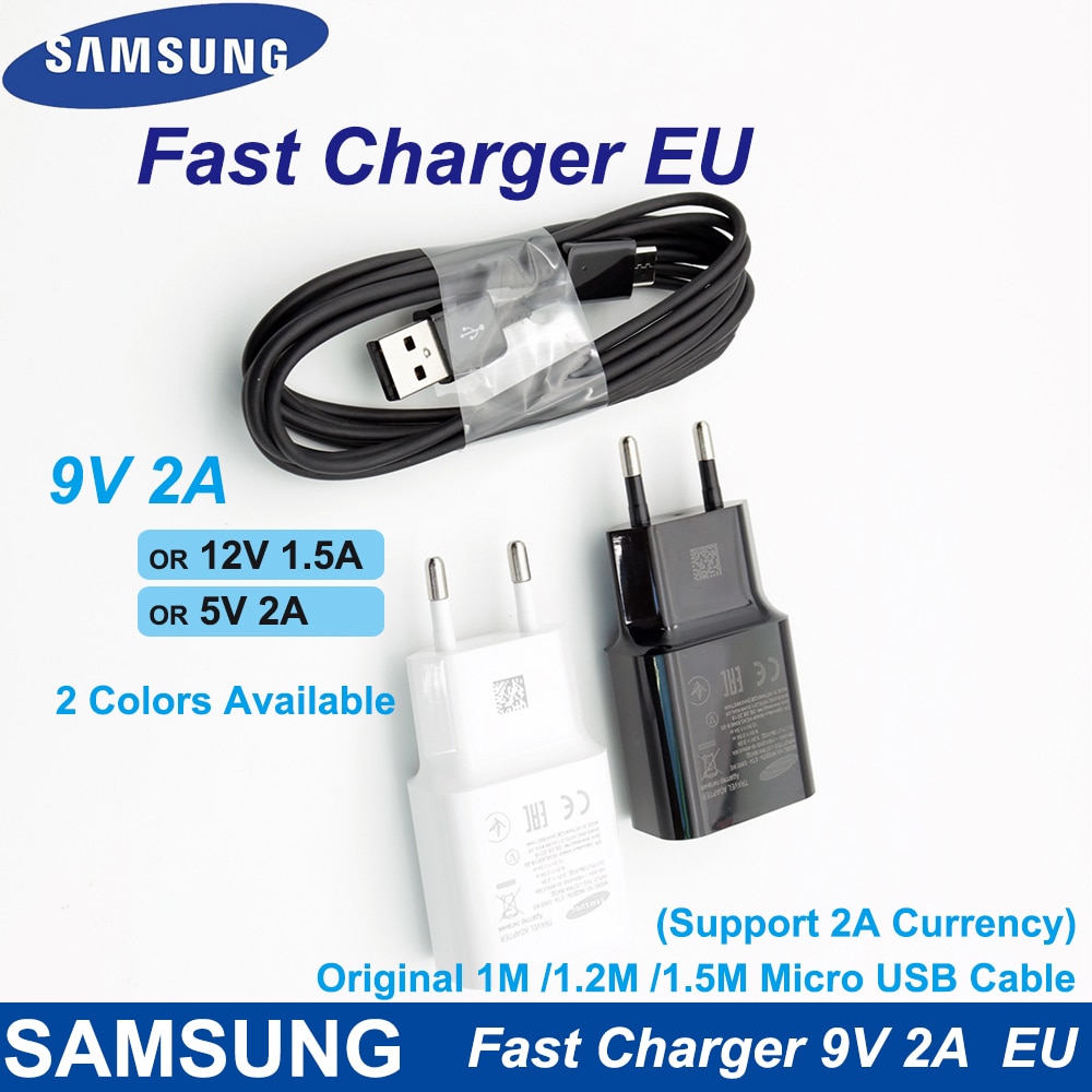 Para Samsung cargador rápido UE 9V2A adaptador de pared carga Cable Micro USB para Samsung Galaxy S7 S6 Edge J3 J5 J7 Note4 5 A3A5 A7