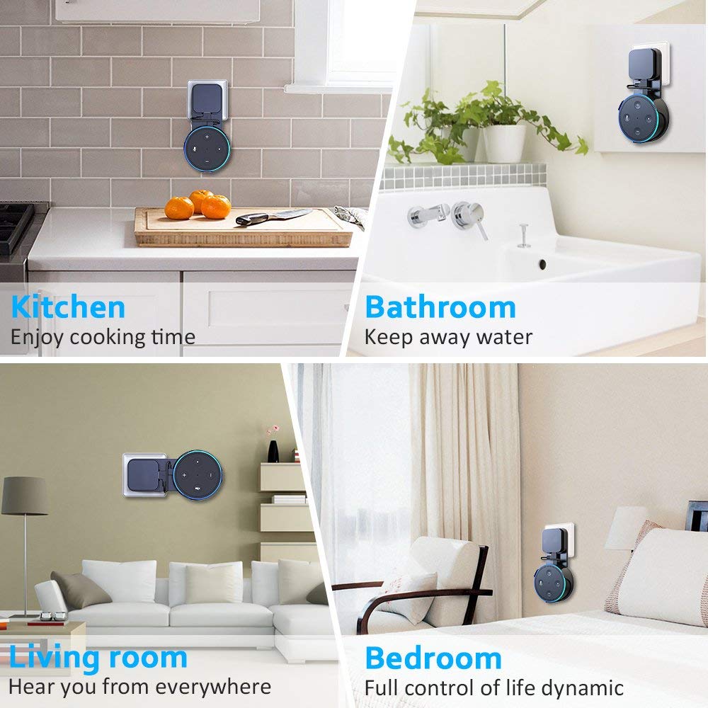 Support mural pour Alexa Echo Dot 2e génération, Support de prise UK/EU avec câble Micro USB