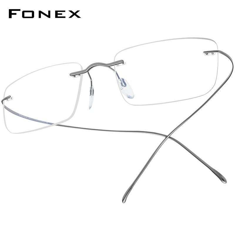 FONEX B Titan Brillen Rahmen Männer Frauen Randlose Rezept Platz Gläser Myopie Optische Koreanische Brillen F85634: grau