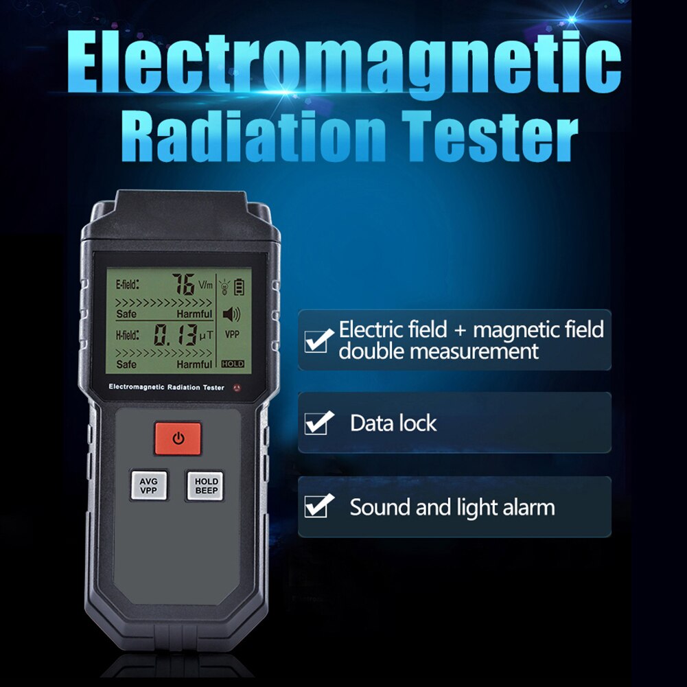 Elektromagnetisk strålning testare digital lcd elektrisk magnetfält emf meter dosimeter detektor enhet för datortelefon