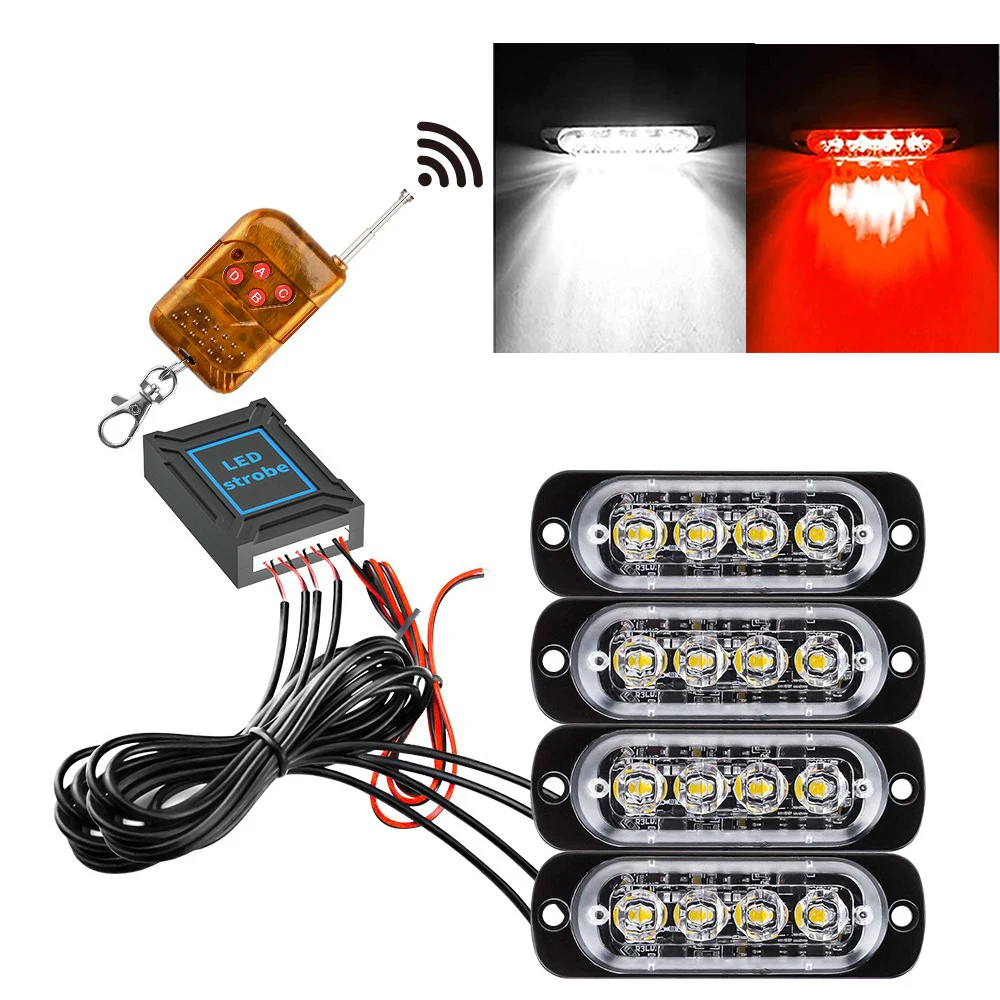 16 LED Wireless Car Emergency Lights Auto Police Strobe Light Blue Red Amber Warning Flashing Lamp 12/24V for Trailer Truck: green