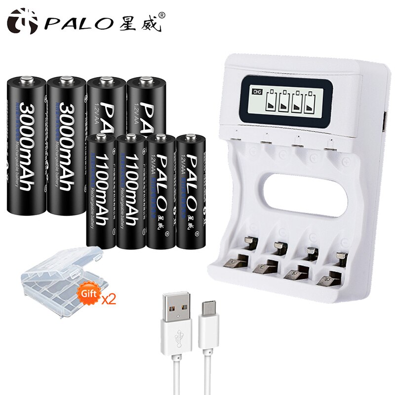 1.2V Aa Batterij Oplader Voor 1.2V Ni-Mh Aa Aaa + Aa 1.2V Oplaadbare Batterijen + Aaa Oplaadbare aaa Batterij Batterijen Voor Speelgoed: charger and 4AA4AAA