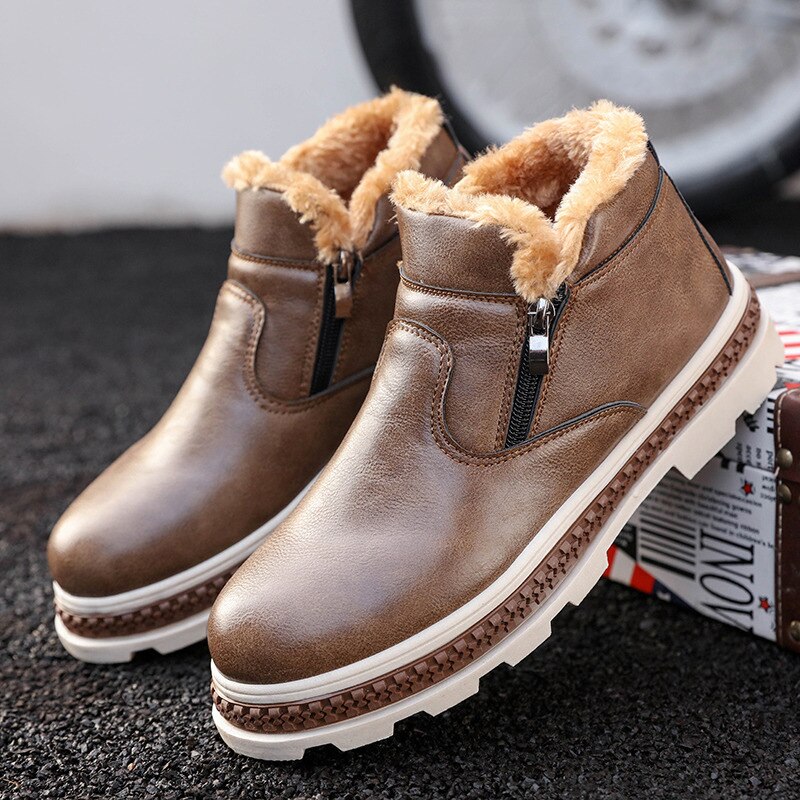 Dwayne Winter herren PU Super Warm Komfort Schnee Stiefel Zipper Winter männer Schuhe Zapatillas Winter männer boots39-44: Brown / 42