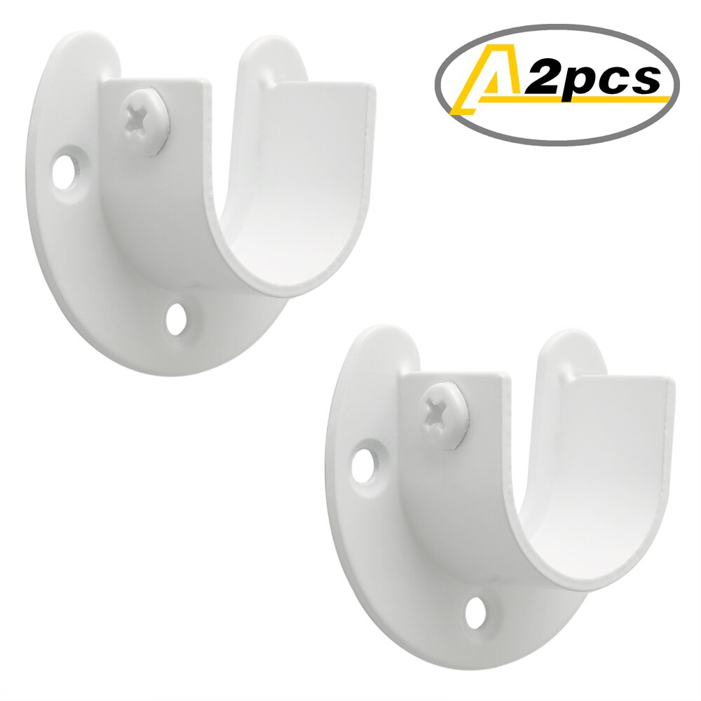 25/32mm Heavy Duty Stainless Steel Closet Rod End Supports Closet Pole Sockets Flange Rod Holder Support Socket Flange: 28mm / Whtie