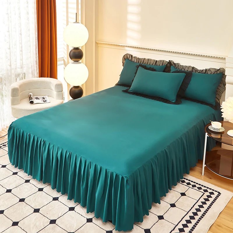 Solid Color Bed Skirt Lace Ruffled Bed Skirt 1pcs Cover Bedroom Beds Cover Bed Skirt Non-slip Mattress Cover Bedsheet Bedspread