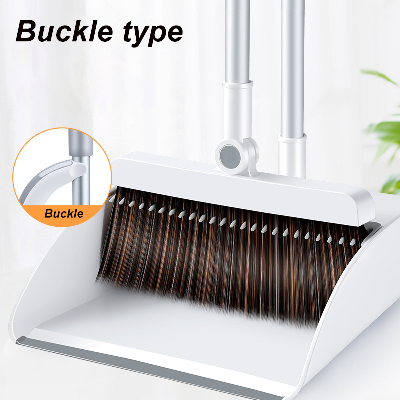 Magnetic Broom and Dustpan Set Upright Standing Dustpan Combo Easy to Assemble Long Handle Household Floor Cleaning Products: Buckle type