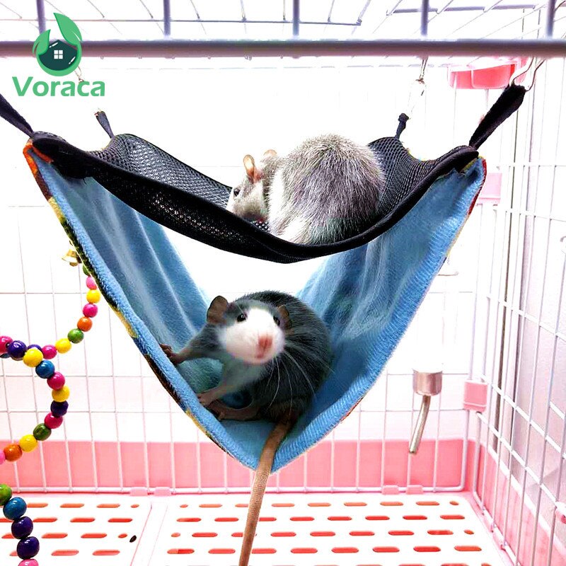 Hamster Double-Layer Ademend Mesh Opknoping Bed Kleine Huisdier Haak Hangmat Nest Comfort Koel Bed Voor Knaagdieren Eekhoorn Warm huis
