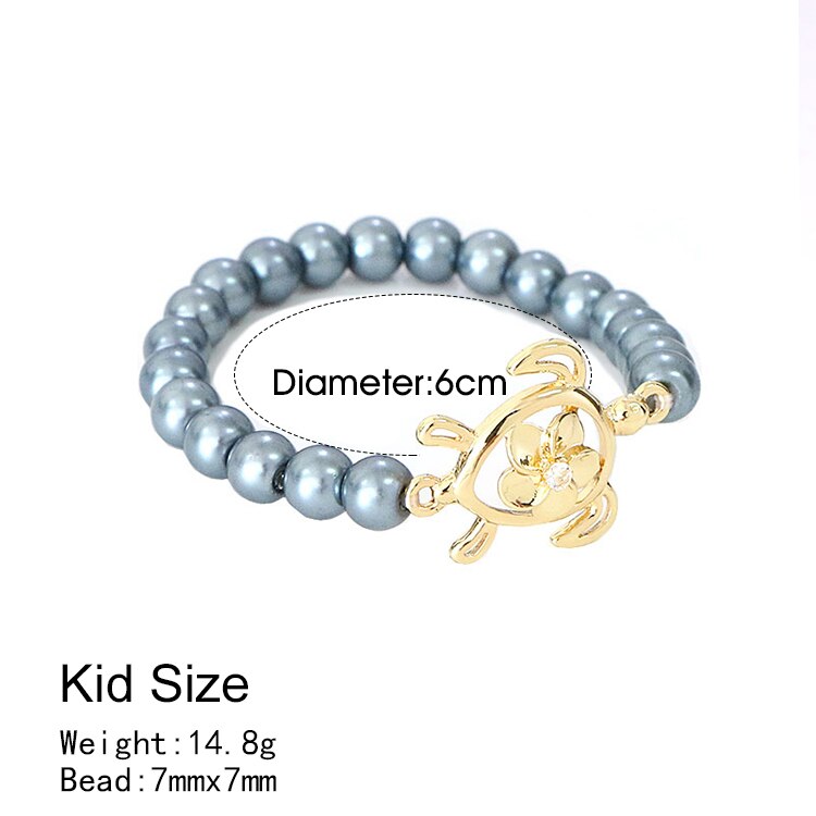 KOMI Adult/Kid Size Polynesian Hawaiian Samoa Marshall Jewelry Imitation Pearls Flower Turtle Seahorse Men Woman Bracelet Bangle: GJZ409 Kid Size