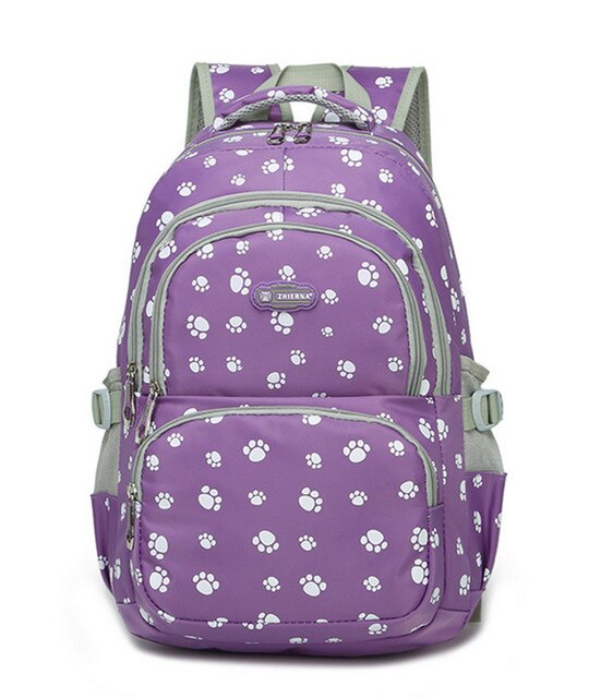 Zaini per bambini zaino Mochila escolar per ragazze zaino per scuola elementare impermeabile borsa per libri per bambini con stampa zampa di orso dei cartoni animati: purple