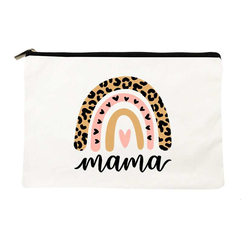 Rainbow Mama Print kosmetyczka kosmetyczka podróżna kobiety Organizer do przyborów toaletowych Tote kobieta przechowywanie makijaż torby torebka prezent dla mamy: W10111-TBWH-D