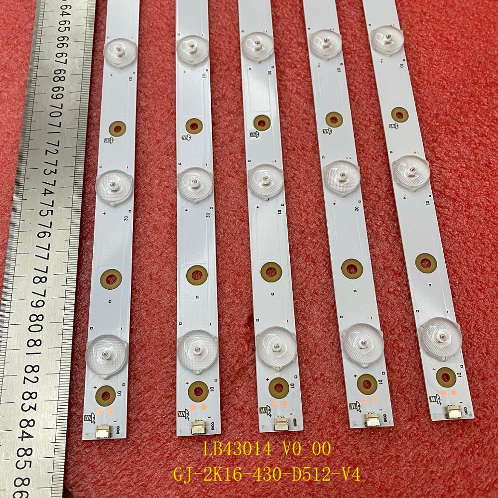 5Pcs Led Backlight Strip Voor 43PUS6201 43PUH6101 43PUT6101 43PUS6401 43PUS6551 43PUS6501 43PUS6101 LB43014 GJ-2K16-430-D512-V4