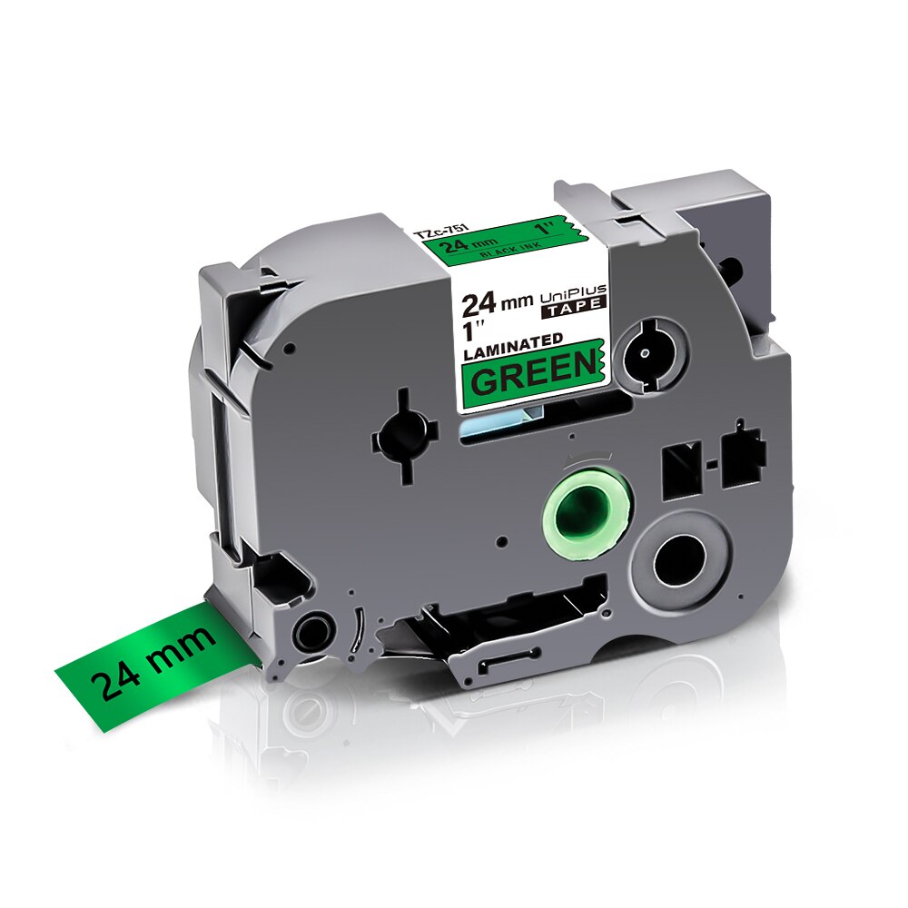 UniPlus 20 Colors 24mm Label Tape 251 Compatible Label Maker Black on White Printer Ribbon Sticky: Black on Green