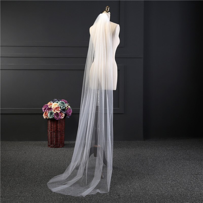 wedding veil one layer 5 meter bride veil 3 meter 2meter long veu de novia Brief veil for bride with comb church veils
