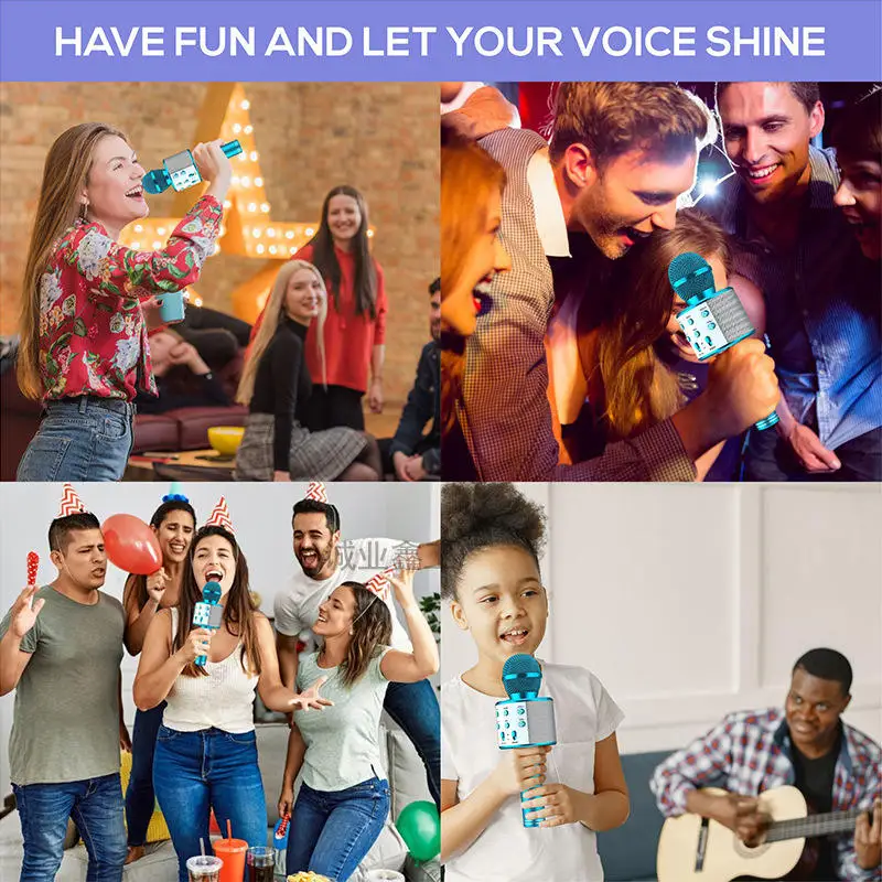 Wireless Bluetooth Karaoke Microphone,3-in-1 Portable Handheld Karaoke Mic Speaker Machine Home Party Birthday