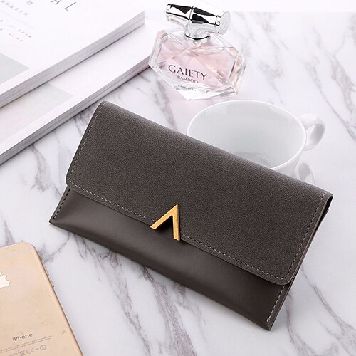 Long wallet ladies wallet purse card bag clutch bag PU leather wallet female кашелек для денег женский: Gray