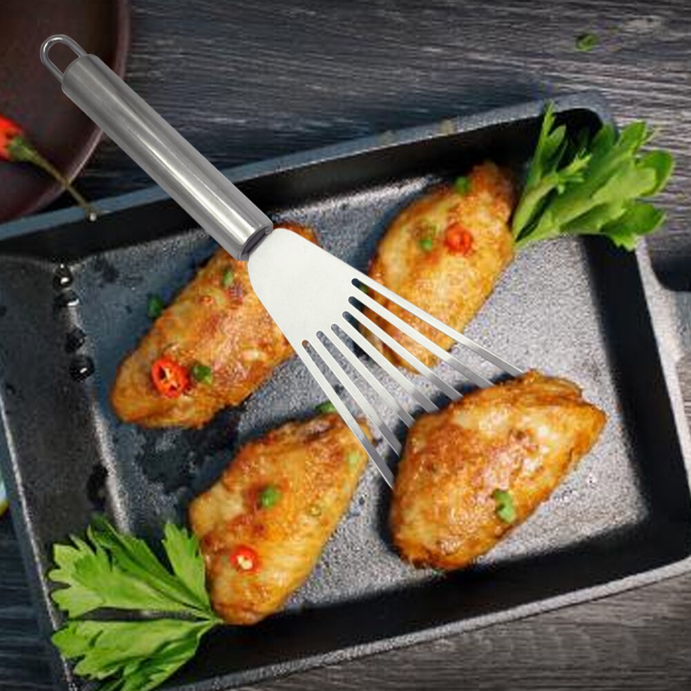 Håndholdt slikkepott rustfritt stål flerbruks slisset tynn fisk varmebestandig ikke-pinne steking grilling kokekar
