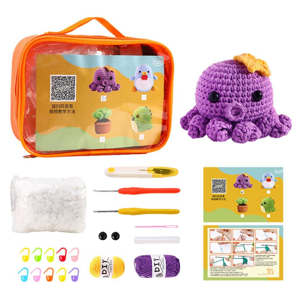 Woobles Crochet Kit For Beginners DIY Animal Woobles Crochet Kit For Beginners Knitting Kit With Easy Peasy Yarn Beginner Animal: Navy Blue