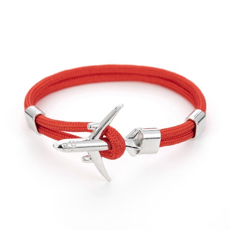 20 farben Silber Anker Armbänder Männer Frauen Charme Seil Kette Paar Armband Metall Flugzeug Leder Haken Homme Schmuck: FS-15