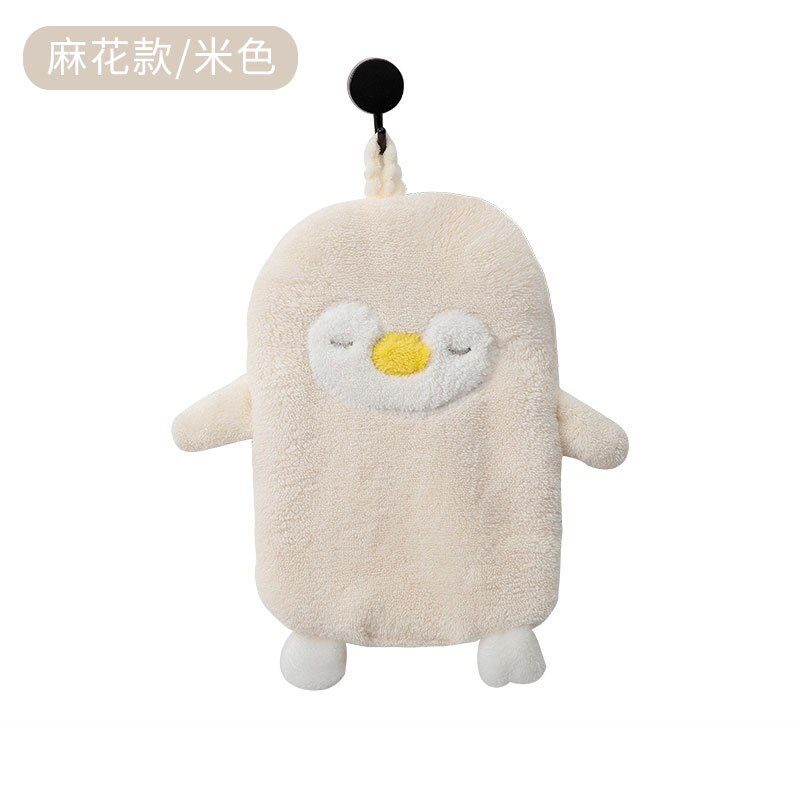 Chiffon de nettoyage mignon, dessin animé pingouin, serviette suspendue, nettoyage doux, molleton de corail, absorbant l&#39;eau, serviette de lavage de la vaisselle, cuisine: D
