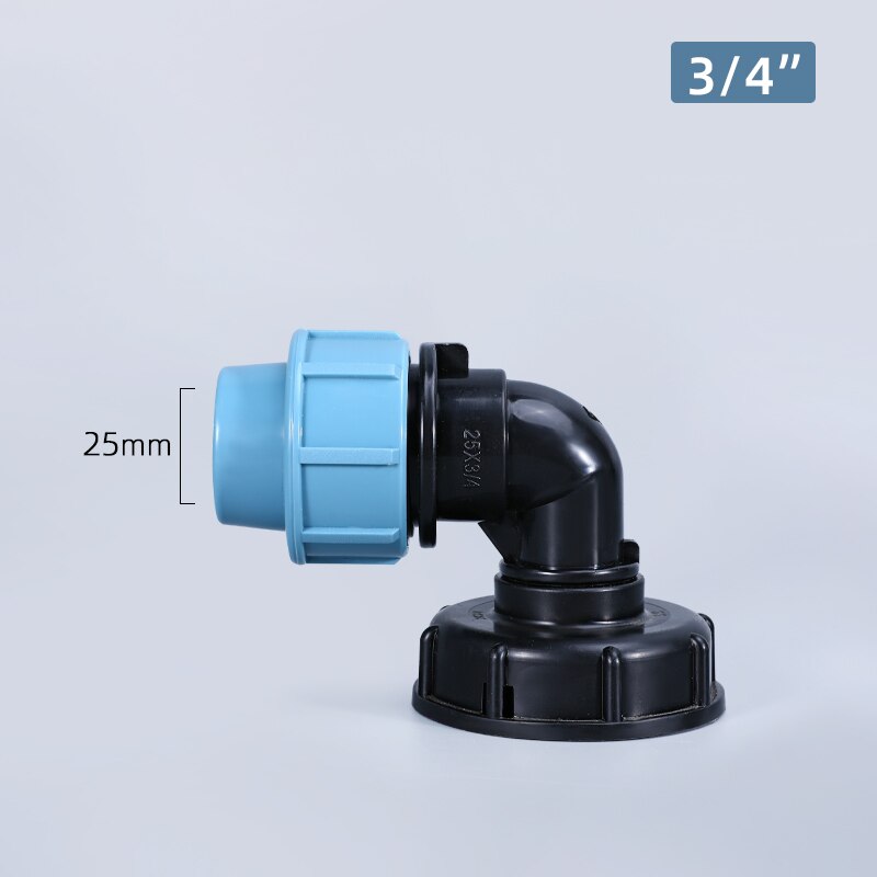 Conector de manguera de tanque de agua, adaptador IBC de 1 '', 3/4'', 1/2 '', accesorios de codo para riego de jardín: DN25