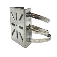 Upright Post Pillar CCTV Camera Bracket Stainless Steel Anti-Rust Pole Mount Vertical Holder Base with Hoops