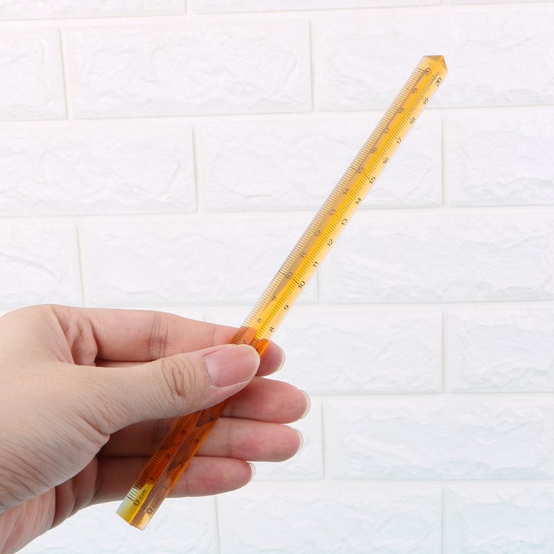 20cm Beautiful Transparent Crystal Triangular Ruler Measuring Scale Tools for School Students for Kids