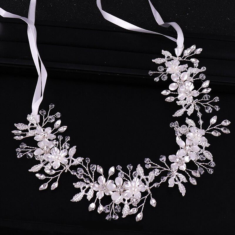 Silber Farbe Blume Hairband Strass Hochzeit Tiara Stirnband Frauen Kopfschmuck Braut Haar Zubehör Braut Hochzeit Stirnband