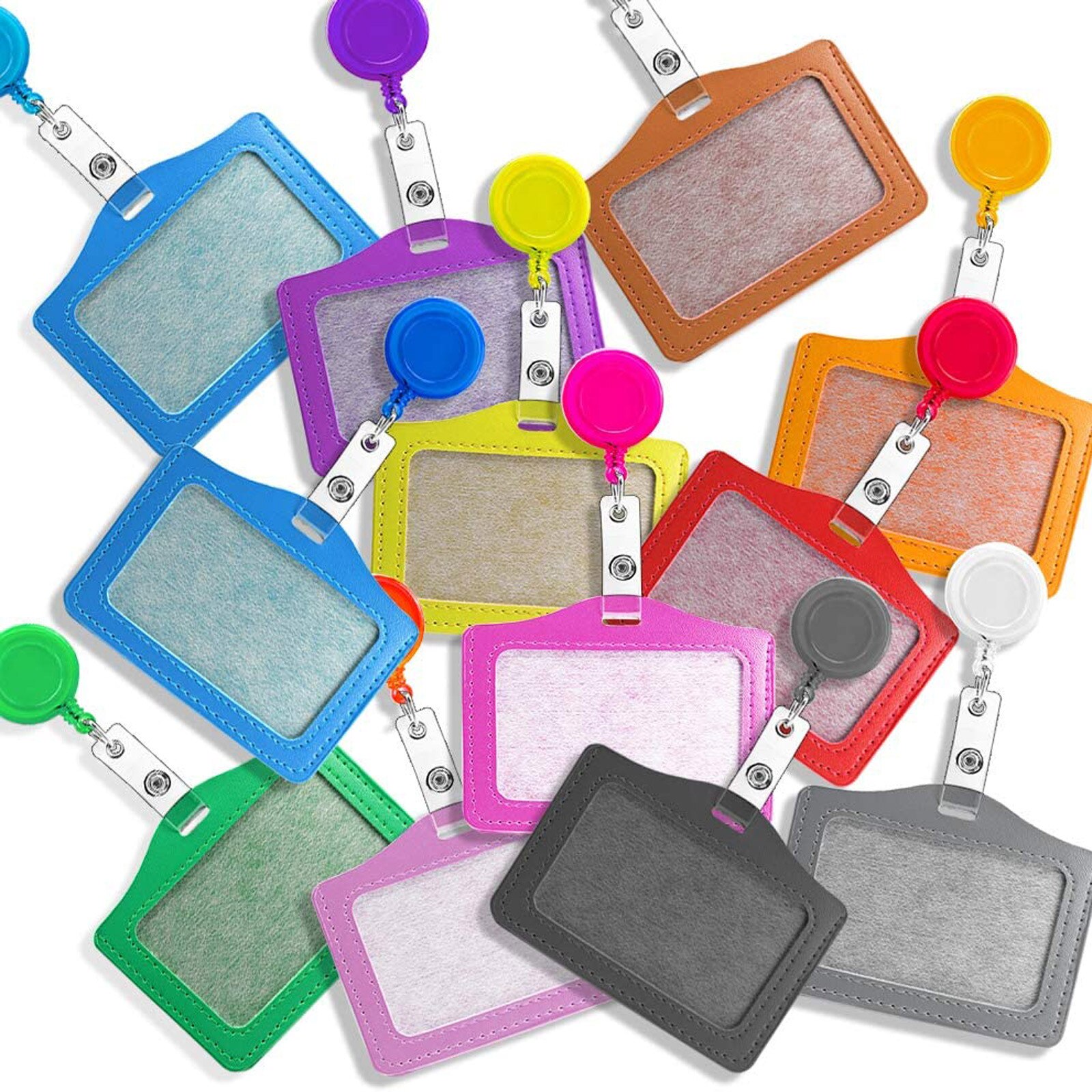 12PC Perfect Retractable Badge Holder with Horizontal Card Holder For ID Cards Company Department Work Permit Storage Folder