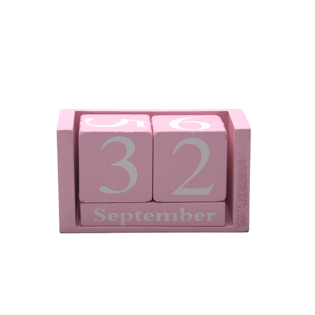 Diy træ kalender måned dato display stue planlægger hjemmekontor indretning skrivebord dekoration genanvendelig træ blok skrivebord
