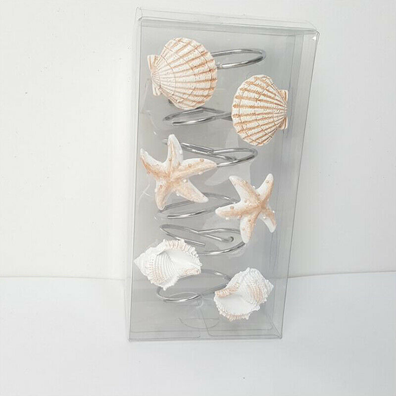 12 stücke Dekorative Muschel Dusche Vorhang Haken Schlecht Strand Hülse Dekor NEUE: Beige
