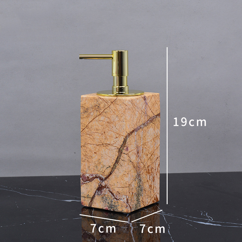 Fancy Brown Natural Marble Bathroom Accessories Sets Luxury Retro Soap Dispenser Toothbrush Holder Soap Dish Bathroom Kit: Soap dispenser B