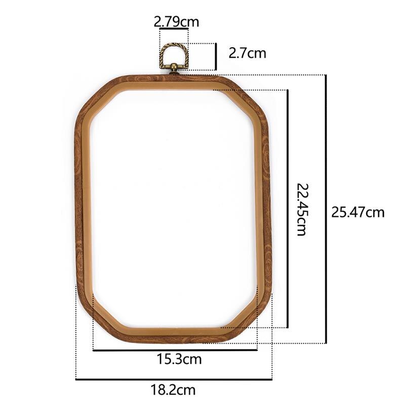 Herramienta de costura, conjunto de marco de aros de bordado de Color madera ovalado redondo, anillos de aro de bordado de plástico para manualidades con aguja de punto de cruz DIY: Caqui