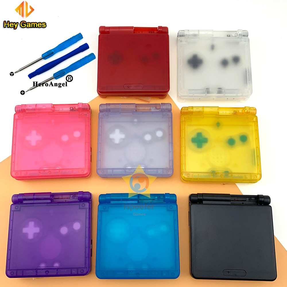 Transparent Clear white purple black Red For GameBoy Advance SP Shell For GBA SP console Housing Case Cover Colored buttons