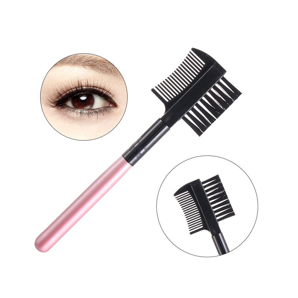 2 in1 Dual Purpose Eyelash Comb Pink Black Eyelash Eyebrow Brush Comb Eye Makeup Tool Eyelash Extension Tool: 2
