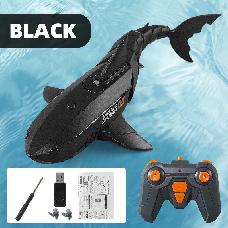 Robot tiburón submarino para niños y adultos, juguete eléctrico con Control remoto, bañera de animales, piscina, de amor: black