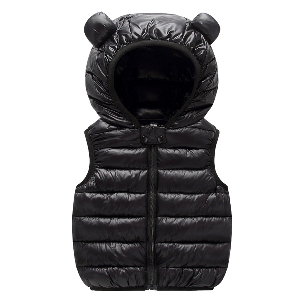 Baby Meisjes vest Winter vest Voor Meisjes vest Kinderen Warm solid Winddicht Jongens Hooded vest Kinderen Kleding L5010914: BK / 110