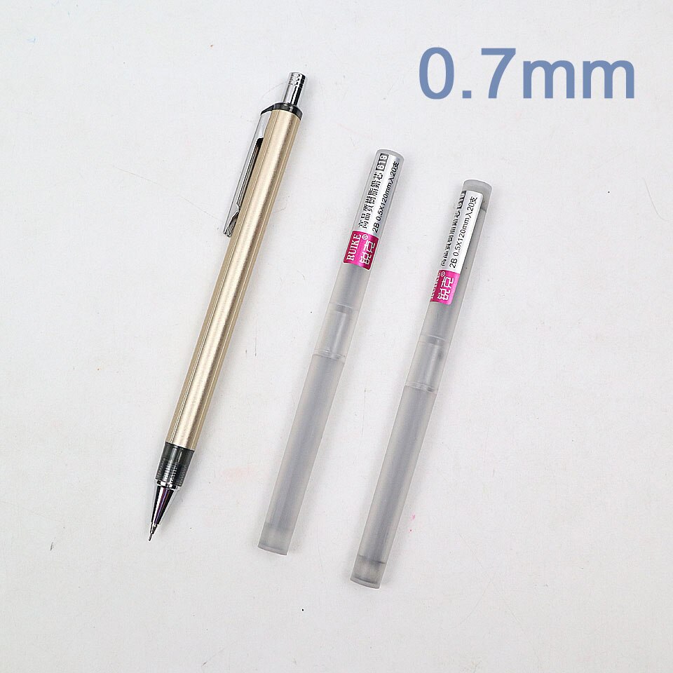 Metal Mechanical Pencil 0.5/0.7mm For Painting And Writing карандаш School Supplies Send 2 Refills: 0.7mm-Gold