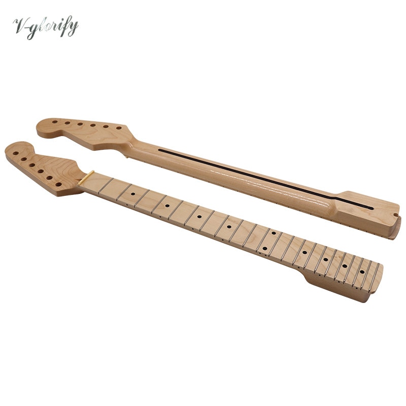 High gloss 6 string electric guitar neck natural color Canada maple wood 22 frets guitar neck with middle line on the back