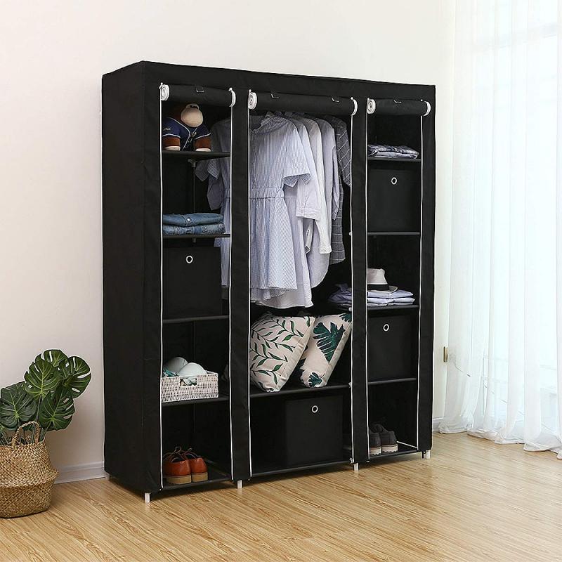 Moderne Non-woven Rits Stijl Doek Kledingkast Opbergkast Vouwen Driedeurs Individuele Kast Slaapkamer Meubels Hwc: 01