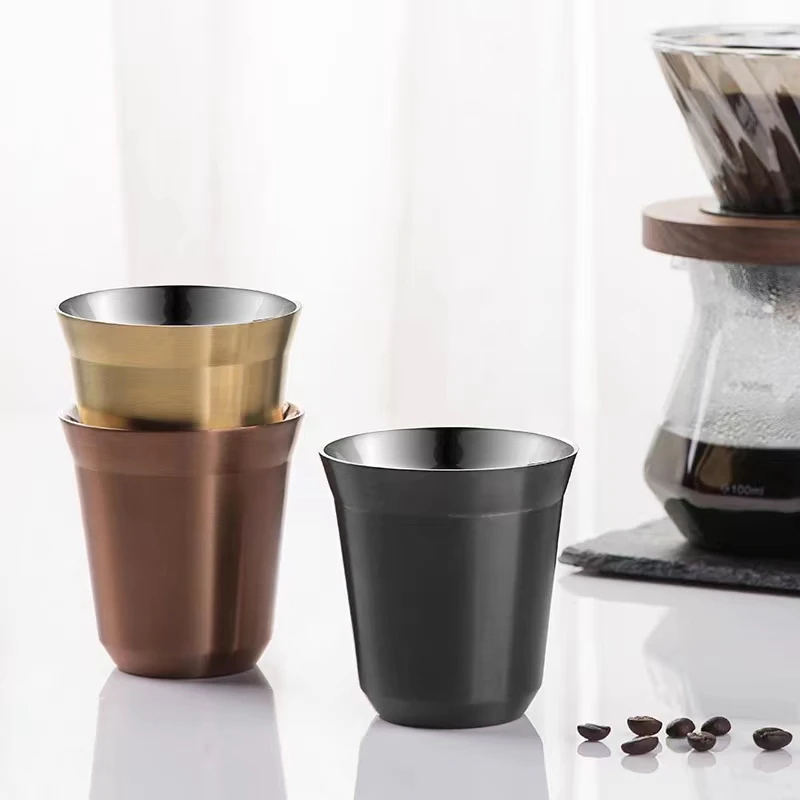 80ml Mini Coffee Cup Stainless Steel Double Wall Heat-insulating Coffee Cup Portable Small Drink Cups