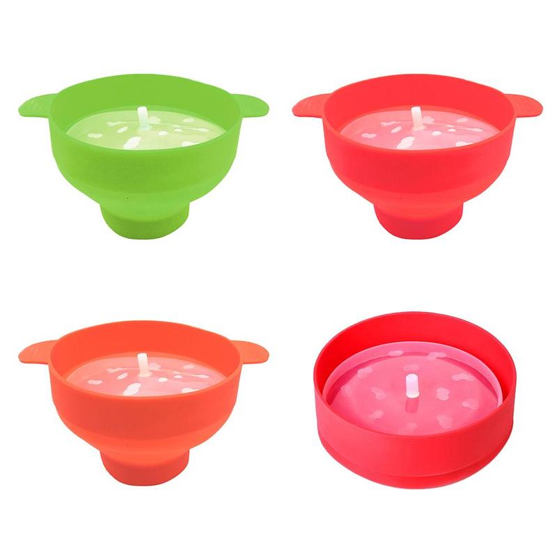Popcorn mikrobølgeovn silikone foldbart rødt køkken let værktøj diy popcorn spand skål maker med låg