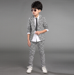 Kid suits boy blazer suit set children boy blazer 3pcs/set jacket+ pants+shirt classic suit for boy suit clothing set: picture color 02 / 8T