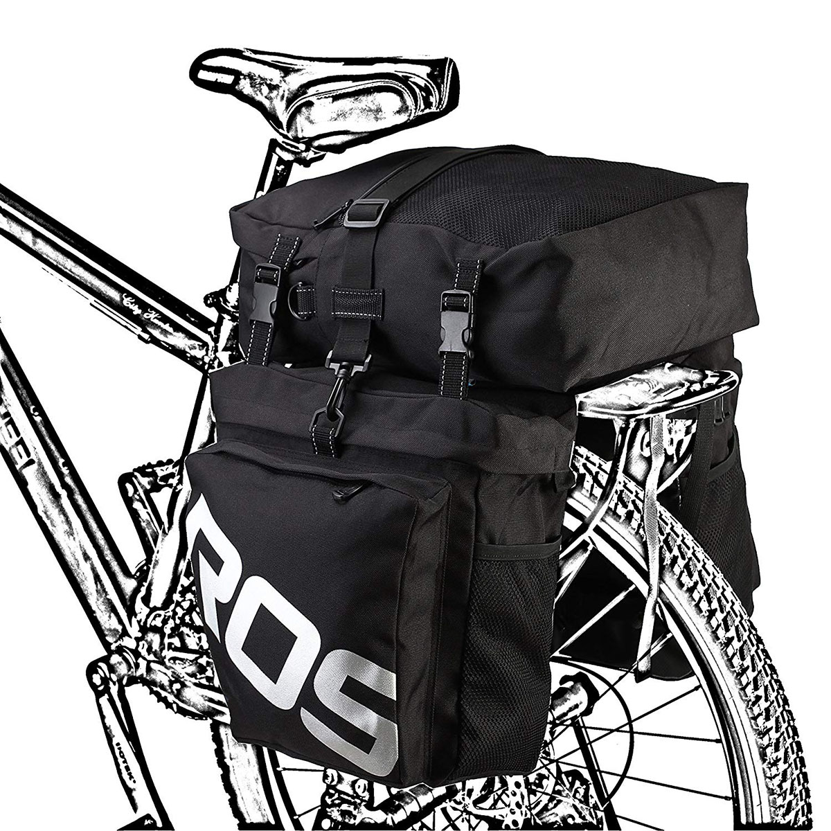 Fahrradrucksack, hintere Regaltasche, Mountainbike-Reitzubehör, drei in einer Sichtuan-Tibet-Linie, Kameltasche, großes FassungsvermöGen: Schwarz