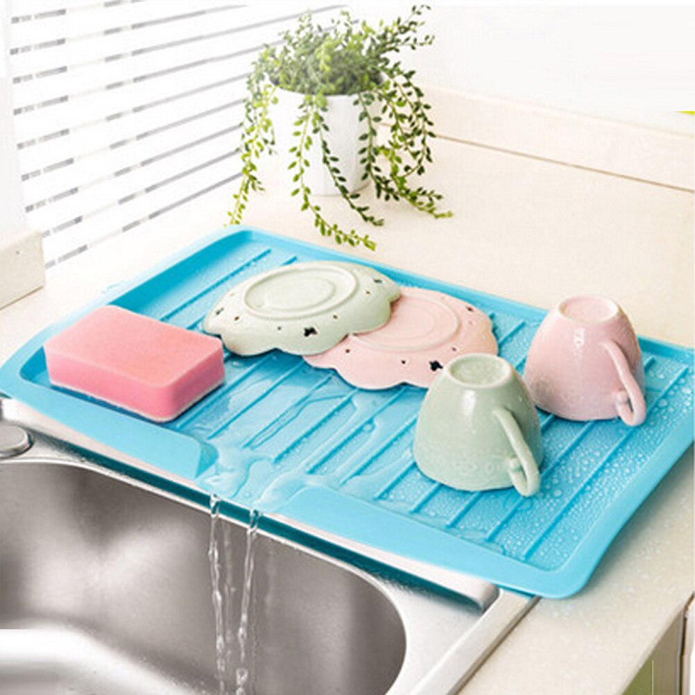 Collapsible Plastic Dish Drainer Drip Tray Plate Cutlery Holder Kitchen Sink Rack tray storage drain rack