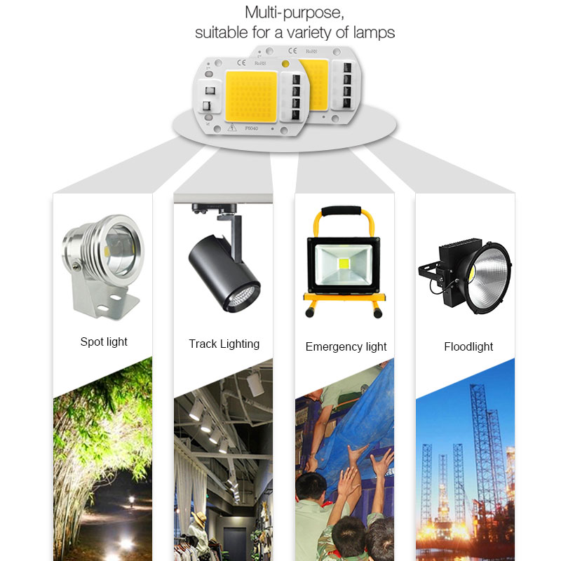 Cob led chip 20w 30w 50w flood light bulb chip no need driver  ac 220v odlad lampa diy spotlight strålkastare