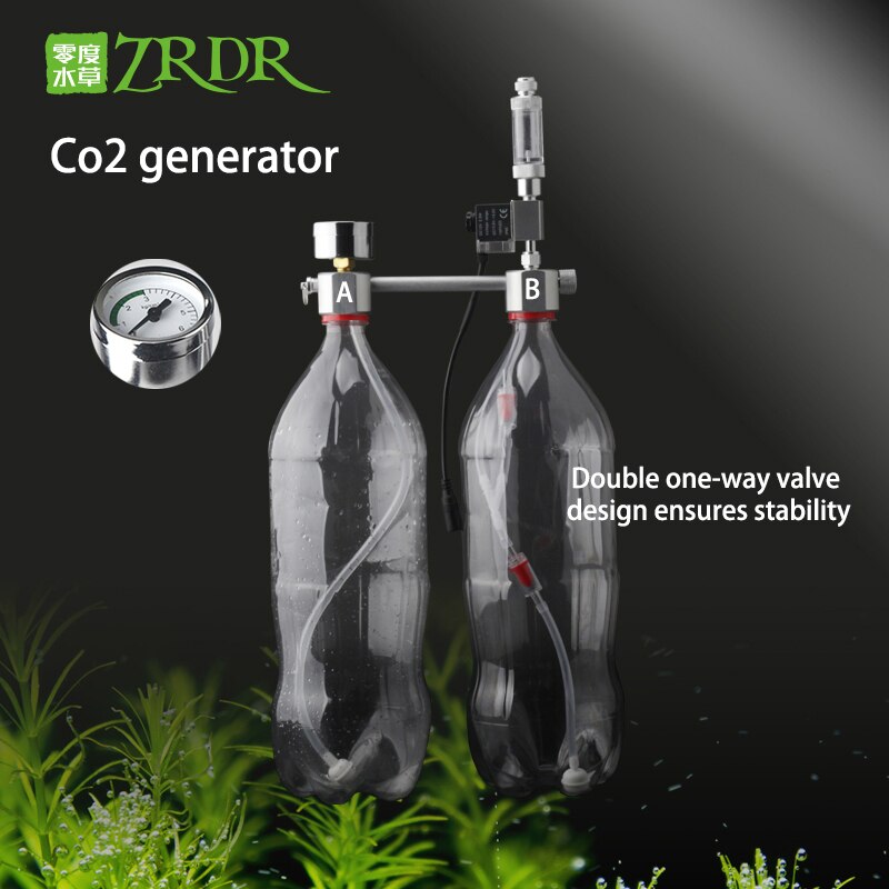 Fish tank DIY CO2 generator, carbon dioxide adjustment system kit, bubble counting CO2 diffuser with solenoid valve for aquatic