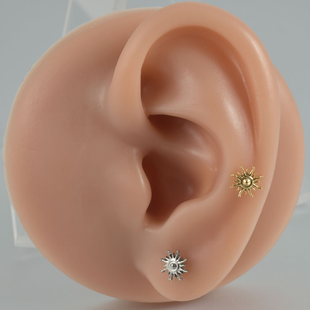 1 pendiente ASTM F136 de circonita de titanio con parte posterior plana, 12 estilos, pendientes de , lóbulo, hélice, cartílago del trago, joyería para Piercing, 1,2x8mm