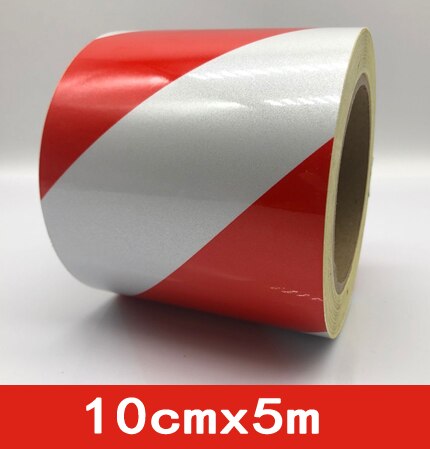 Self-Adhesive Reflective Safety Warning Tape Road Traffic Construction Site Reflective Tape: red white 10cmx5m